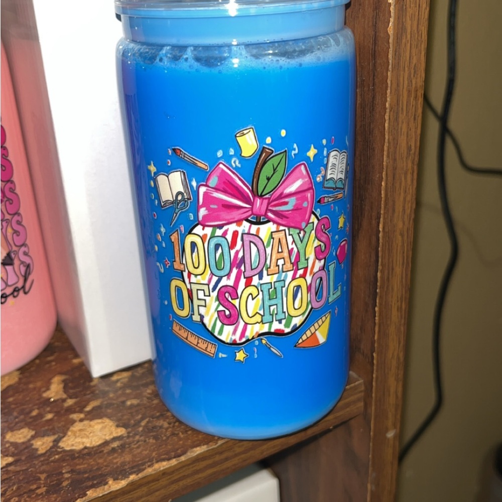 100 Days of School Blue Insulated Drink Tumbler